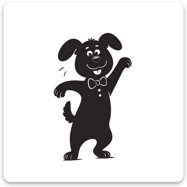 dancing dog hand drawn doodle style sticker