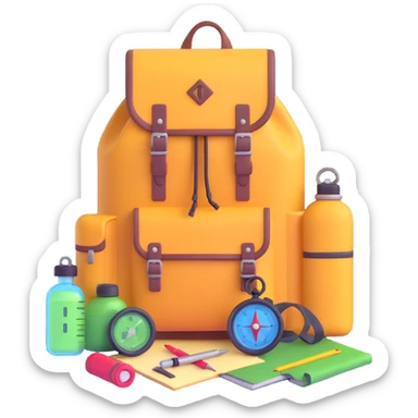 adventurer backpack with compass and supplies sticker