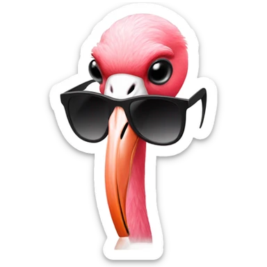 Flamingo wearing sunglasses drinking out of a cup that says FUR sticker