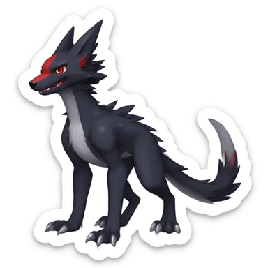 Anthro cool black red nargacuga sergal animal hybrid Fakemon full body sticker