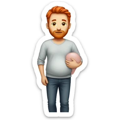 A man with red hair that is pregnant  sticker