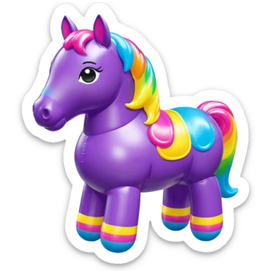  Lisa Frank style inflatable vinyl chubby horse toy figure  sticker