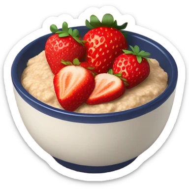 strawberries on top of oatmeal bowl sticker
