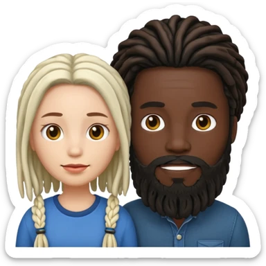 Couple emoji -WHITE with man with beardon and BLACK FEMALEwith mid length locs sticker