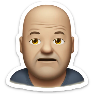 He's in his forties, really tall, fat, and he's bald. He looks a little scary, but he isn't. Actually, he is really kind and he's funny too. sticker