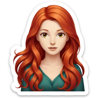 beautiful woman with long flowing red hair sticker