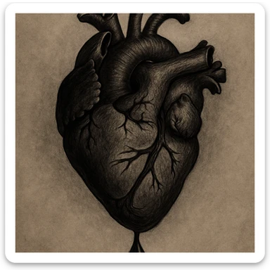 realistic gothic heart with a black teardrop sticker
