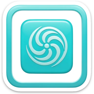 a Tiny compressed Stylized light-turquoise wind symbol inside a pastel white square icon, light turquoise borders sticker