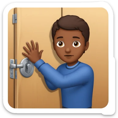 Someone locking a door sticker