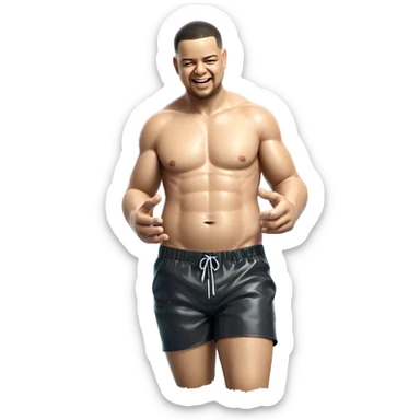 smiling topless boy in water sticker