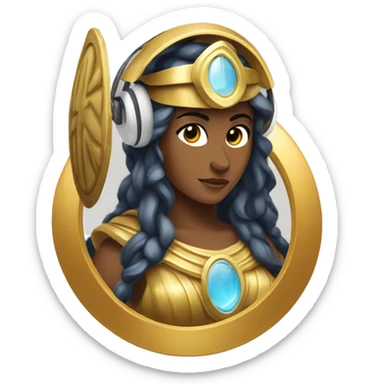 Athena goddess image with sheild and headphones  sticker