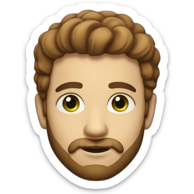 Man with hazelnut green eyes, short beard,  sticker