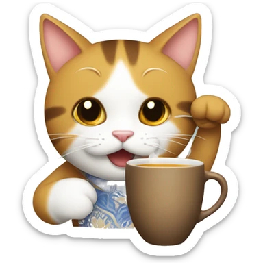 Gato tomando té  sticker