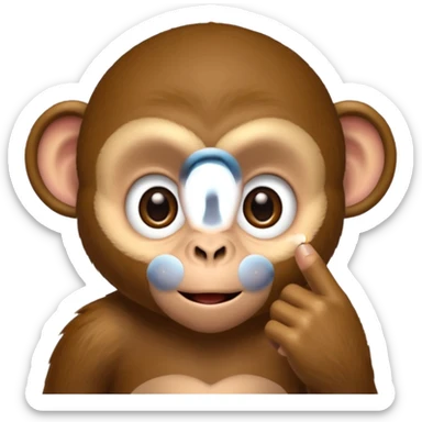 A monkey pulling his eyelid down with one finger sticker