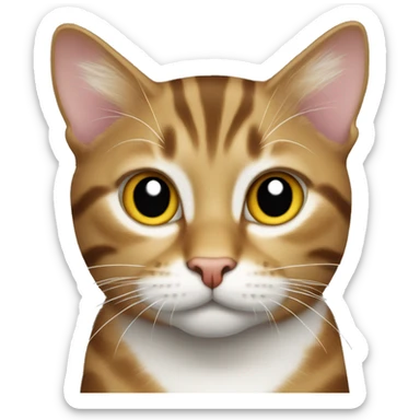 tabby cat with white chest sticker