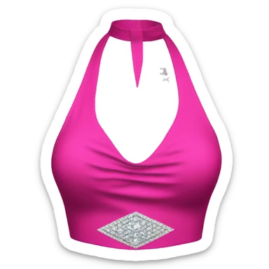Realistic isolated hot pink high neck halter top with diamond shape cut out in the middle of it. sticker