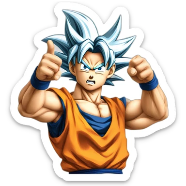goku super saiyan pointing fingers towards me front view sticker