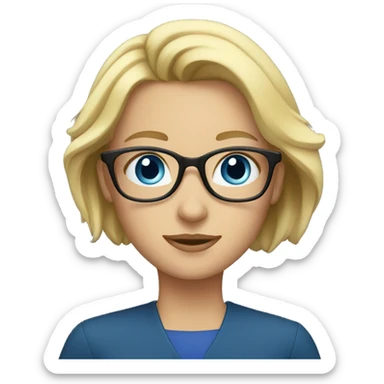 blonde teacher re glasses blue eyes sticker