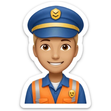 create a realistic emoji of a logistic worker resting on a parking spot sticker