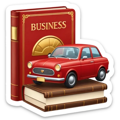 a book with a title " business intro " and a car illustration sticker