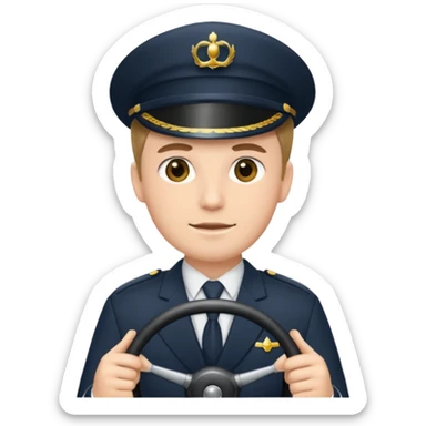 chauffeur in front of him there is a  steering wheel sticker