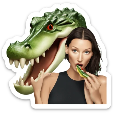 Bella Hadid eating a crocodile  sticker