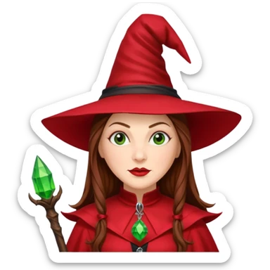 Wicked Witch of the East from the Wizard of Oz with long brown hair, red outfit sticker