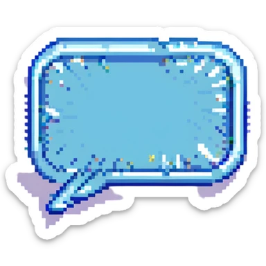 pixel art of a speech bubble with digital sparkles, evoking AI conversation sticker