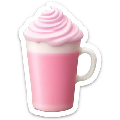 Pink matcha latte with foam sticker