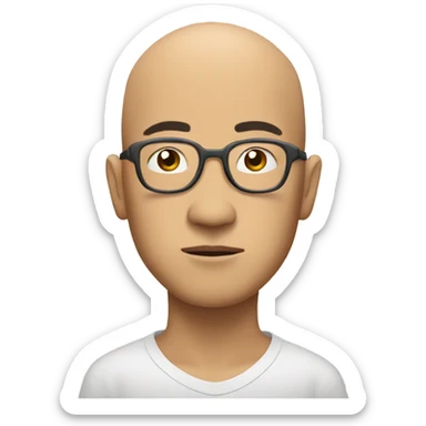  a bald Asian man deep in thought sticker