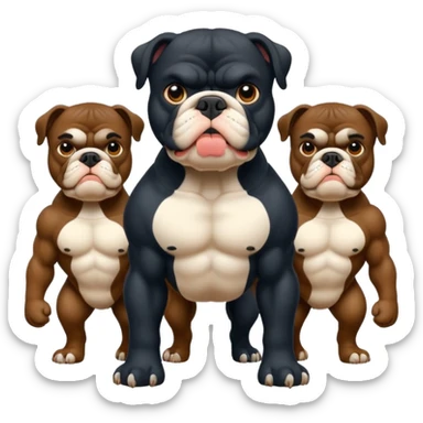 Black Bulldog one body and three heads sticker