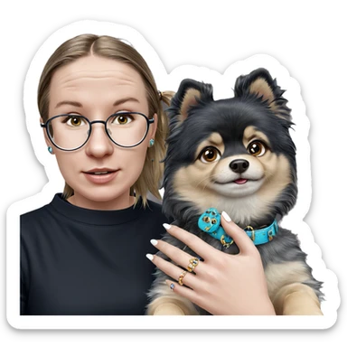 girl with dog and jewelry sticker