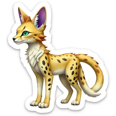 Epic Edgy Colorful ethereal eldritch Sergal-Serval-Fionbri full body sticker