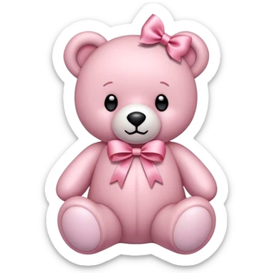 Teddy bear soft pink with ribbon decoration  sticker
