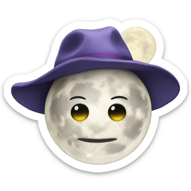Full moon with a heart and a hat sticker