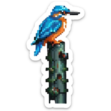 kingfisher bird on a tall tower sticker