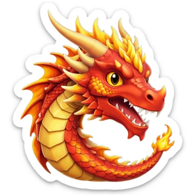 Red dragon with fire sticker