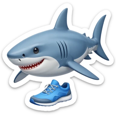 A shark with blue shoes sticker