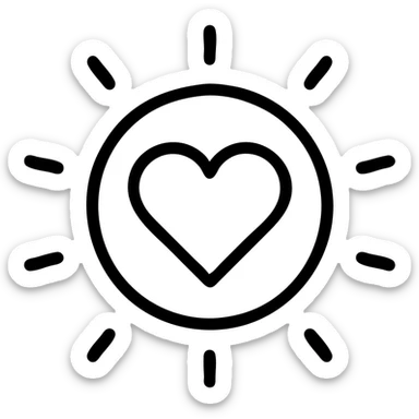 icon representing deep satisfaction, subtle elegant design, heart within a circle, radiating gentle lines, symbolizing fulfillment and contentment, minimal modern icon style sticker