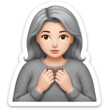 Design a woman’s grey sweater for a voluptuous woman. Only design the sweater sticker