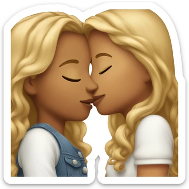 2 girl kissing one tanned the other white sticker