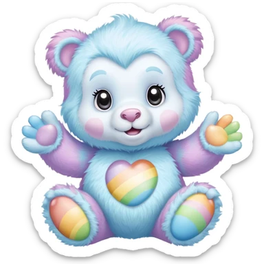 easter rainbow baby care bear  yeti sticker