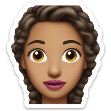 gorgeous tan skinned woman with dark brown hair and eyes and pink lips sticker