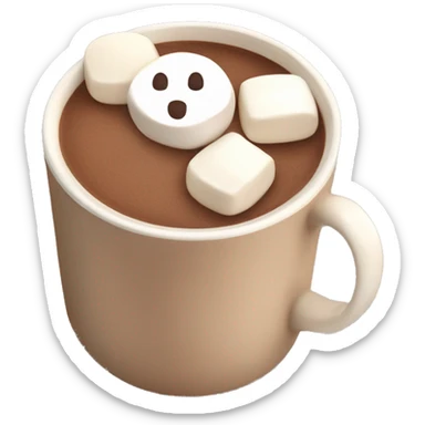 Hot chocolate in beige cup with marshmallows  sticker