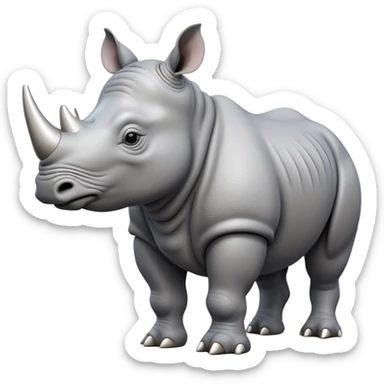 Gray rhinoceros in 3D drawing, which stands three quarters to the right sticker