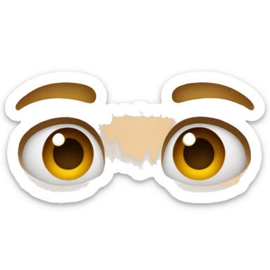 Default iOS emoji face with eye to the left side, and straight face and eyebrows sticker