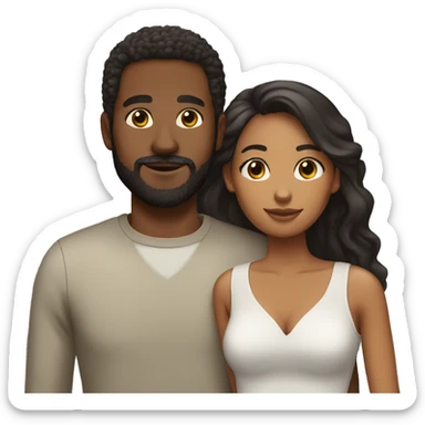 mixed race couple black man with beard sticker