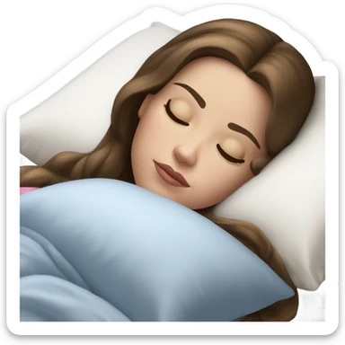 sleeping beauty brunette white girl with a silk pillow sticker