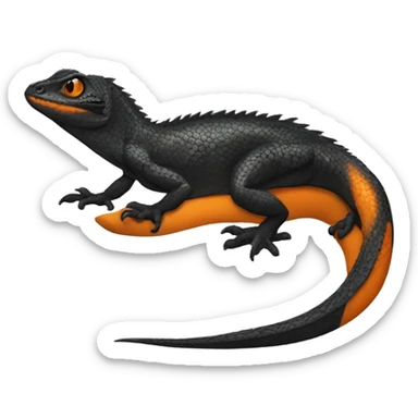 Black Shiny Lizard-Reptile-Raptor-Fakémon with Orange belly Full Body sticker