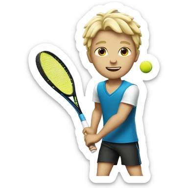 Blonde boy playing tennis sticker